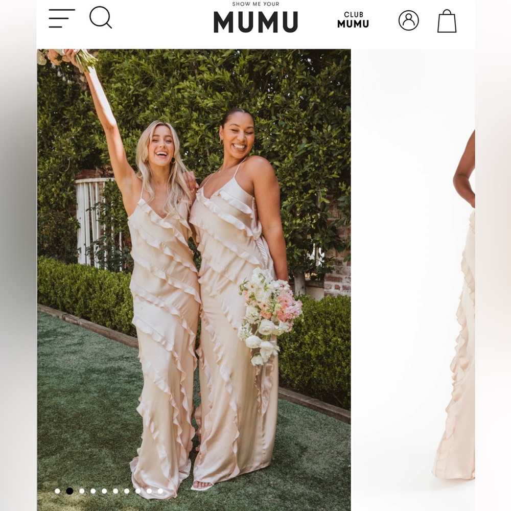 Romance Ruffle Dress champagne Luxe satin Show me Your Mumu
